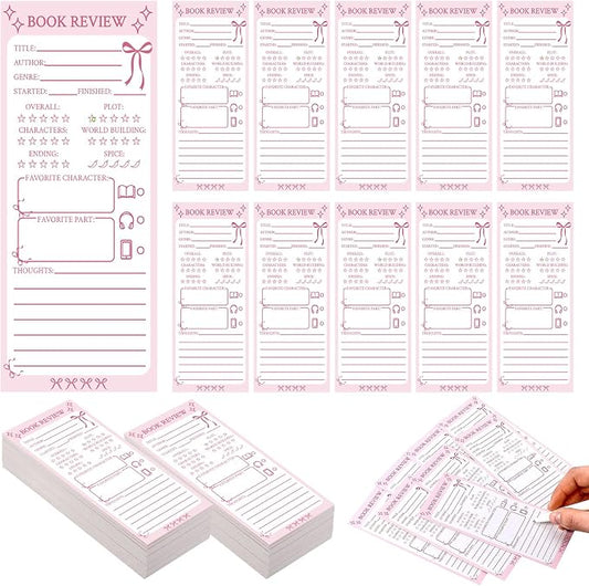 240 Pcs Back to School Teacher Gifts Colorful Book Review Bookmarks Bookclub Gifts Reading Page Cards for Book Lovers Women Students First Day of School Party Supplies(Bow,Pink)