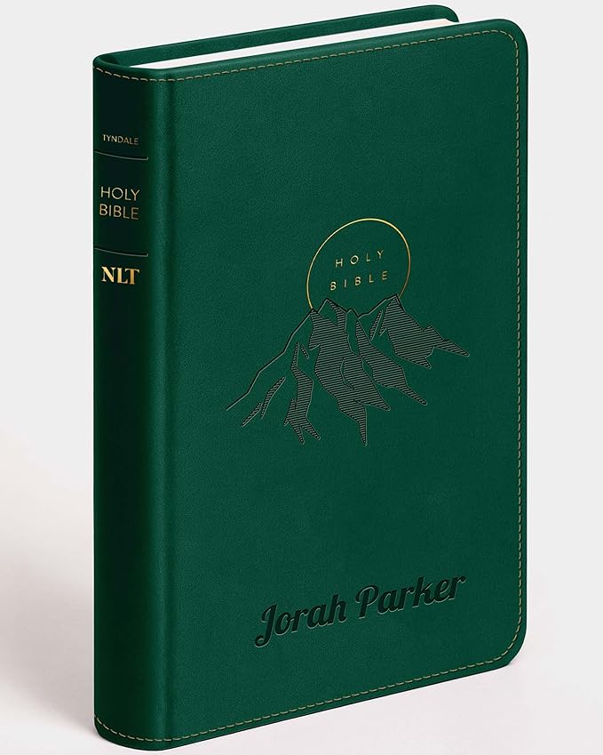 Personalized NLT Bible with Engraved Name, Evergreen Mountain Personal Size Giant Print, Faux Leather, New Living Translation