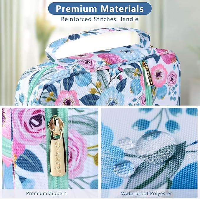 G-LEAF Bible Cover Case/Book Cover, Bible Case for Women Girls, Bible Cover Bags Floral Pattern With Handle Fits for Standard Size Bible, 9.5x6.7x2.5 In