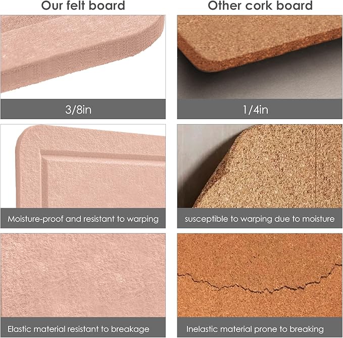Lightomorrow Bulletin Board, 36 x 24 inches Felt Board - Decorative Pin Board, Cork Board Alternative for Wall, 3' x 2' Foldable Self-Adhesive Vision Board Prayer Board with 20 Pushpins - Mauvey Pink