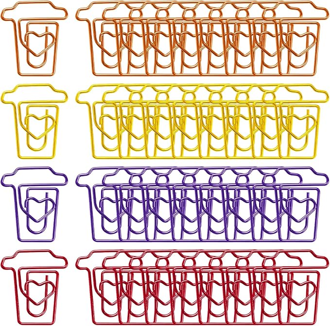 ELANE 36 pcs Paper Clips Bookmarks Dispenser Bookmark Memo Clip for School Teacher Office Supply Student Stationery. (Colorful-Cups)
