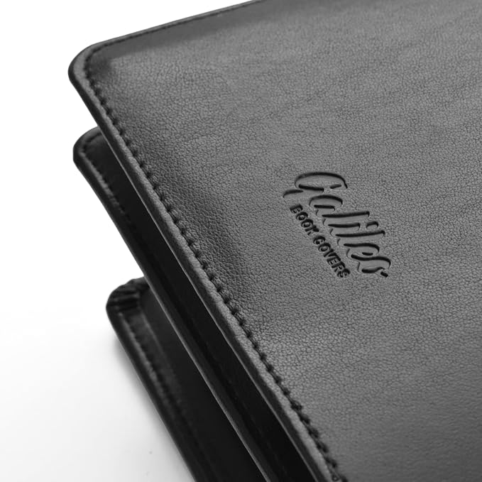 GALILEO® 3-Coin Pocket Double AA Book Cover | Showcase Your Journey | 12 Steps & 12 Traditions | PU Leather Coin Holder | AA Gift | Alcoholics Anonymous (Pure Black/ 3 Medallion Pockets)