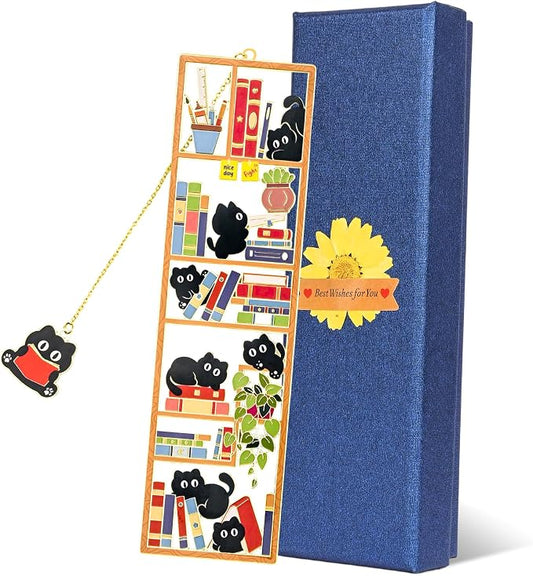 Bookmarks for Women Reading, Black Cat Metal Bookmarks with Gift Box, Cute Book Marks Charm, Bookmark Gifts for Mom, Friends, Book Lover, Cat Lover, Birthday, Graduation, Dad, Besite, Teachers