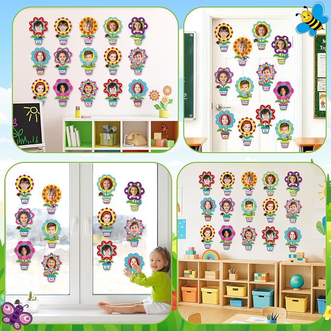 60pcs Flower Pot Theme DIY Cutouts Flower Pots Bulletin Board Decoration Set Spring Colored Plant Pot Paper Cut-Outs Classroom Decor for Boy Girl DIY Photo Craft Kindergarten School Wall Door Supplies