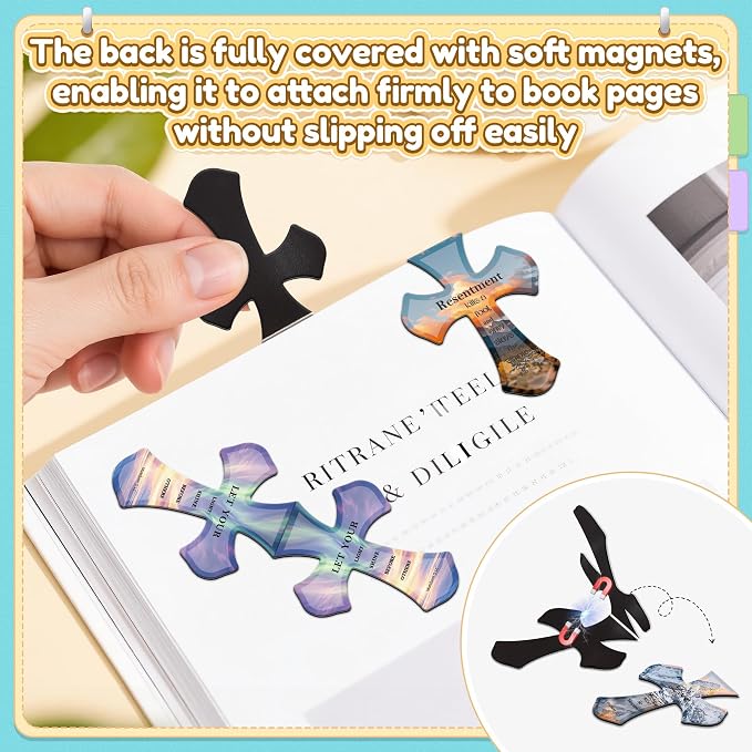 25Pack Magnetic Bookmarks Christian Bookmarks Bulk Cross Bible Bookmark for Reading Women Men Kids Teacher Book Lovers Gifts, Religious Magnet Bookmark Clips Cute Personalized Book Markers (Scenery)