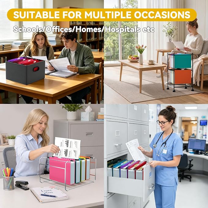 Extra Capacity Hanging File Folder Letter Size,Heavy Duty 2" Expandable Plastic File Folder with Tabs,Reinforced File Cabinet Folders,12 Pack Candy Color Hang Folder for File Drawers Frame Box