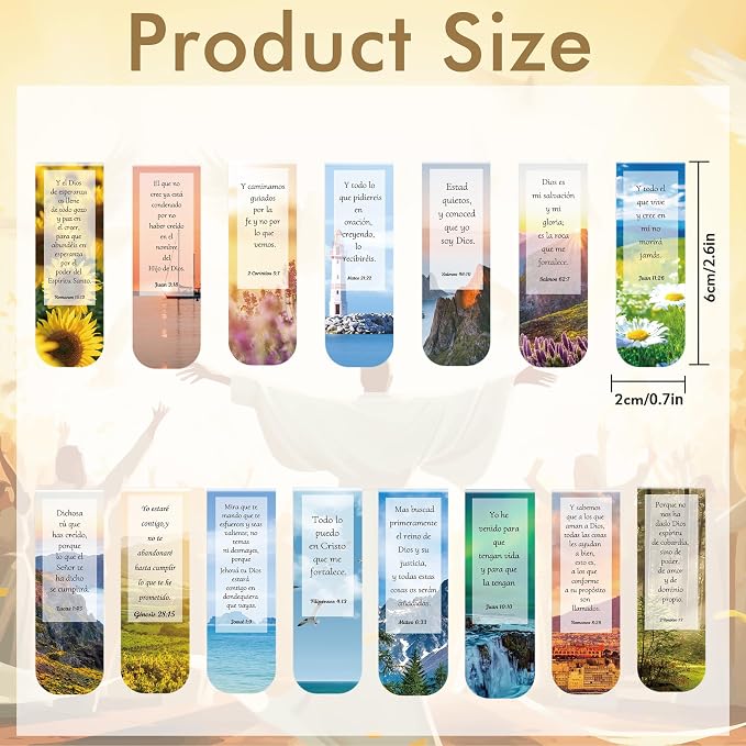 Spanish Bible Magnetic Bookmarks: 30PCS Separadores de Biblia en Español Book Marks Bible Study, Inspirational Book Clips with Scripture, Religious Christian Gifts for Women Men Church Members