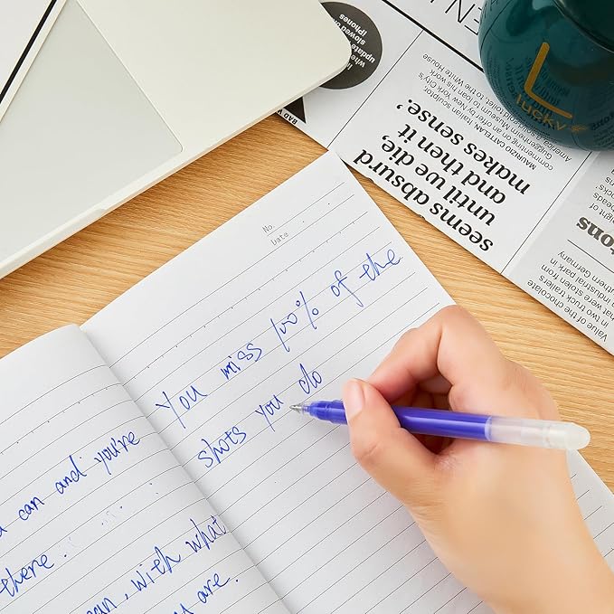 Volcanics Erasable Gel Pens Blue Ink 20 Pack Erasable Gel Ink Pens with Caps, Smooth Writing, Erasable Pens for Office, Drawing, Journaling