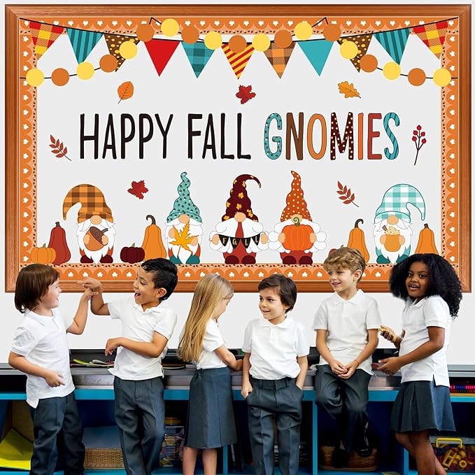 Thanksgiving Bulletin Board Decorations Fall Gnomes Bulletin Board Set Maple Leaves Paper Cutouts Autumn Pumpkin Thanksgiving Cutouts for School Classroom Supply Home Wall Decor