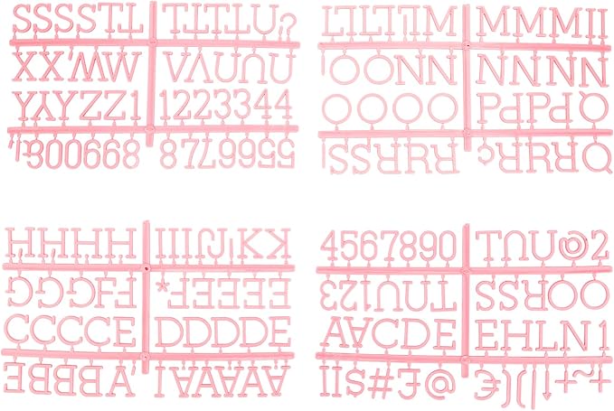 1 Inch Letters for Felt Letter Board, 188 Pieces Including Characters, Numbers & Symbols for Changeable Plastic Message Boards by Veskaoty (Pink)