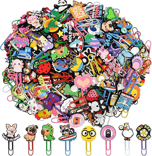 Cute Paper Clips, 80Pcs Random Paper Clips Bulk Colorful Fancy Metal Paperclips Funny Desk Decoration Bookmarks Clamp Cool Book Binder Clip Planner Clip for Paperwork Office Supplies Book Club Gifts