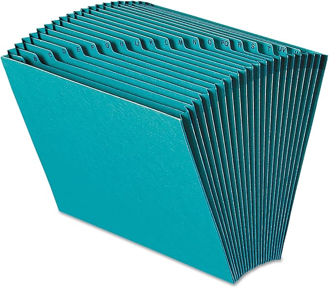 Smead Colored Expanding File, Alphabetic (A-Z), 21 Pockets, Letter Size, Teal (70717)