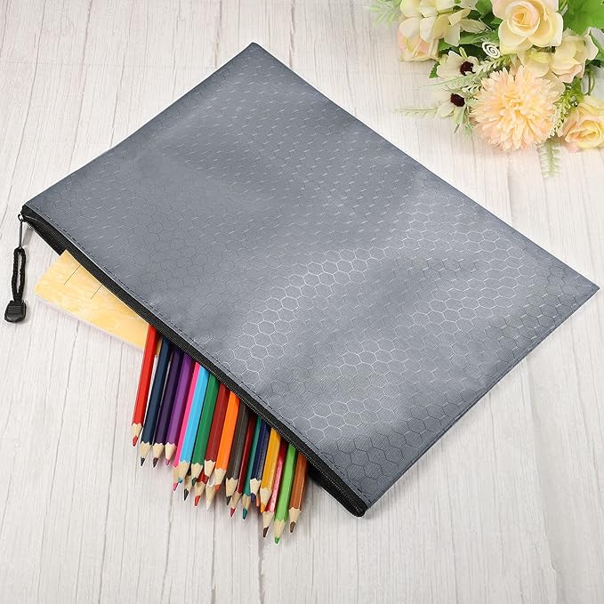 PATIKIL Waterproof Zipper File Bags, 10 Pack A4 Size Document Pocket Storage Organizer Pouch for Travel Office Supply, Gray