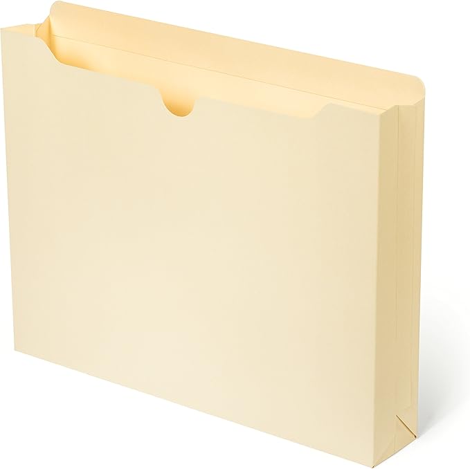 Blue Summit Supplies 1 Inch File Jacket Expansion, Pocket File Folders Letter Size Expanding 1 inch for Documents, Reinforced Straight Cut Tab, 1 in Expandable Folders, Letter Size, 50 Pack, Manila