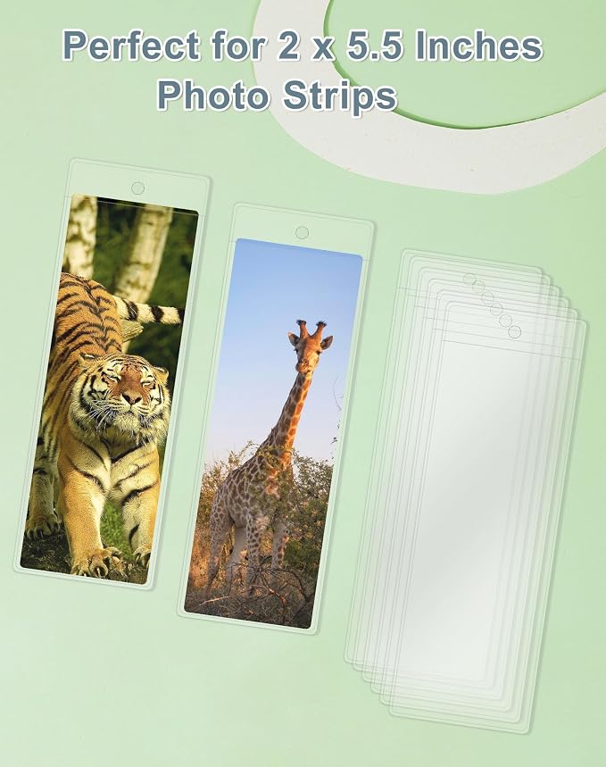 DSYIL 120 Pack Bookmark Sleeves, Clear Bookmark Holders for 5.5 x 2 Inches Bookmarks, Plastic Blank Book Mark Cover for School, Office and Party Favors