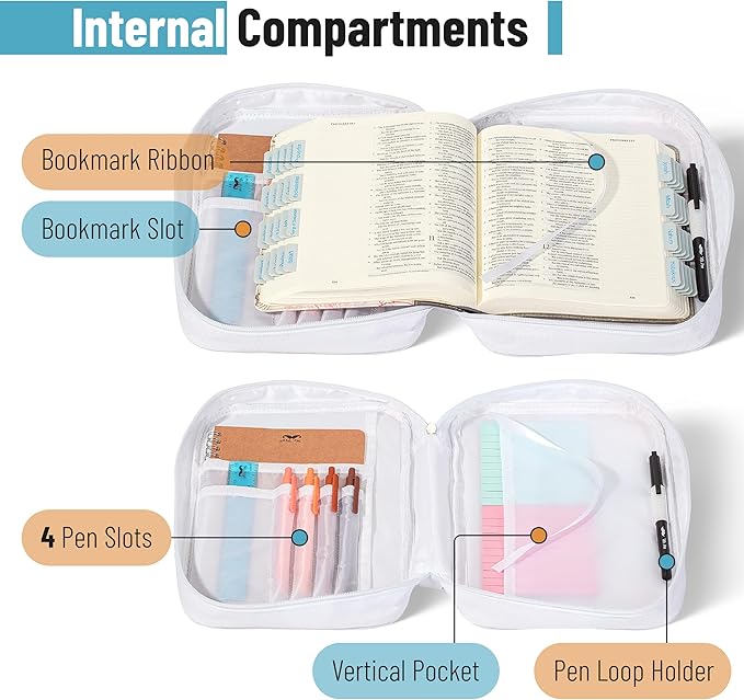 Mr. Pen- Bible Cover Case, Carrying Book Case with Durable Handle and Zippered Pocket, Bible Protective Church Bag for Men & Women, Christian Gifts, Joyful Nature, Mothers Day Gift