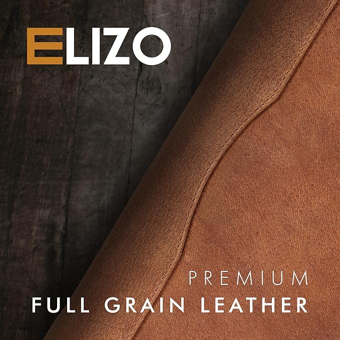 ELIZO Leather A5 Portfolio Padfolio Folio A5 Notebook Journal Cover Planner Binder Small Mens Business Work Folder Organizer (Saddle)
