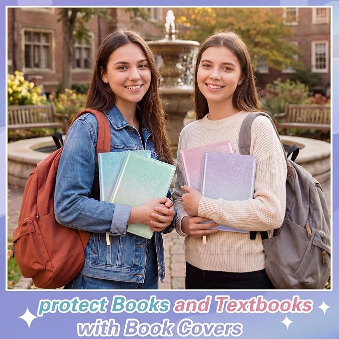 Gilprop 6 Pack Stretchable Jumbo Book Covers, Colorful Covers for Textbook Protection and Care, Washable Reusable Protective for Paperbacks Hardcover Books (Gradient,Pastel,6-9inch)