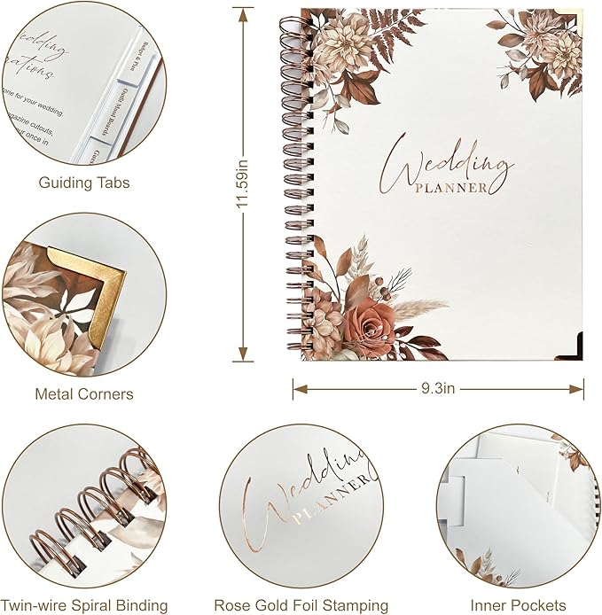 Wedding Planner Book and Organizer, Wedding Planner for Bride Gifts, Bridal Planning Binder, Engagement Gifts for Couples