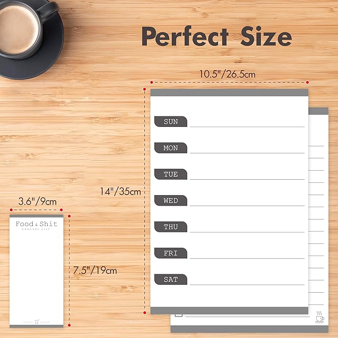 Magnetic Weekly Calendar, 3 PCS Dry Erase Weekly Planner, Notes, Grocery List & To Do List, Erasable Planner Organizer for Refrigerator, Family, Kitchen, Office, Classroom