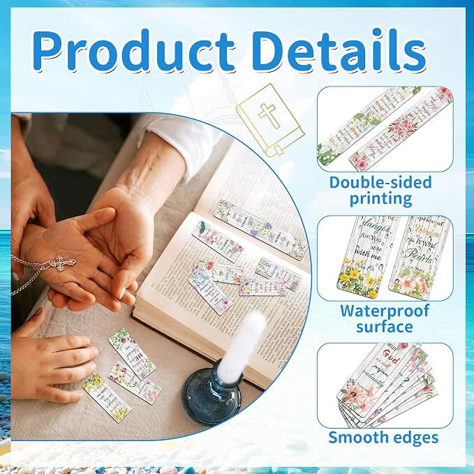 48Pack Magnetic Bookmarks Christian Bookmarks Bulk Bible Bookmark for Reading Women Men Kids Teacher Book Lovers Gifts, Religious Magnet Bookmark Clips Cute Personalized Book Marks (Watercolor Flower)