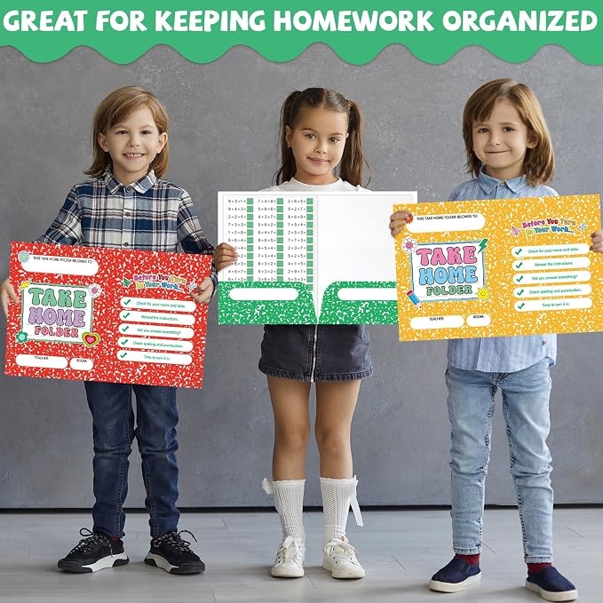 12PCS Homework 2 Pocket Folders Bulk for Students Take Home Folders A4 Letter Size Composition Notebook Classwork Homework Organizer for Home Office Teachers Educational Supply 9.45 x 12.2 Inch