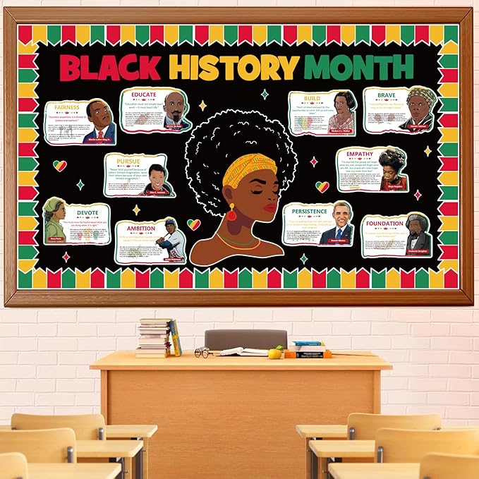 Black History Month Bulletin Board Decorations Set, African American Inspirational Quotes Posters Classroom Decorations for Middle School and High School History Educational Classroom Library Office