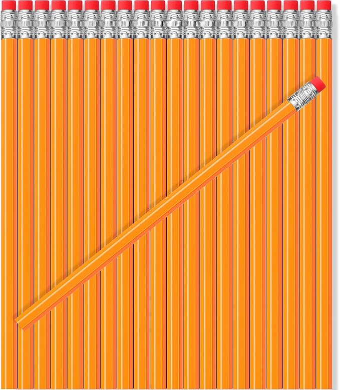 TecUnite 120 Pcs #2 HB Pencils with Eraser No 2 Unsharpened Wooden Hexagonal Pencils for Adults Gifts for School Exam art Learning Office Sketching(Yellow)