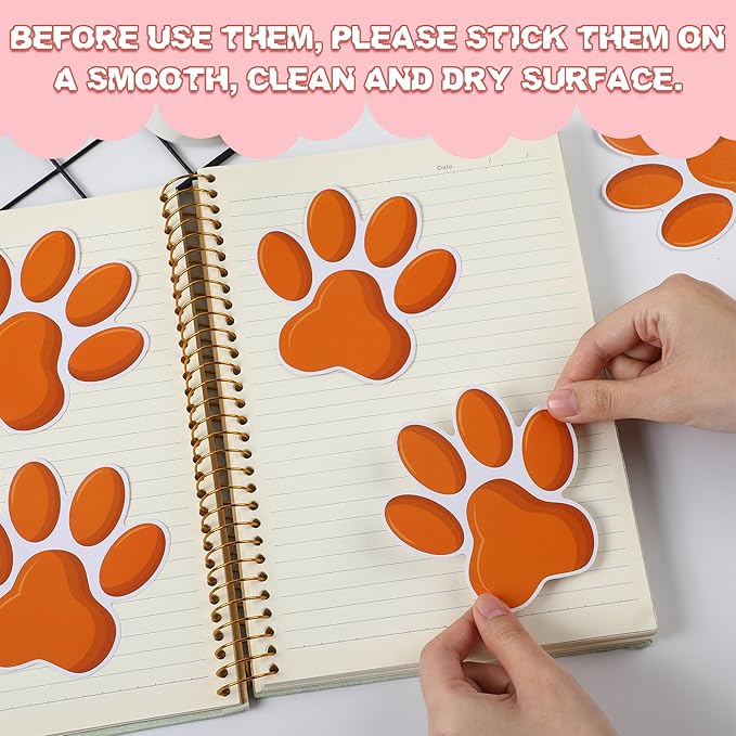 Junkin 60 Pcs Mini Paw Prints Cutouts Accents Bulletin Board Patrol Table Decorations Wall Decal Poster for Kids Educational School Home Party Supplies(Orange)