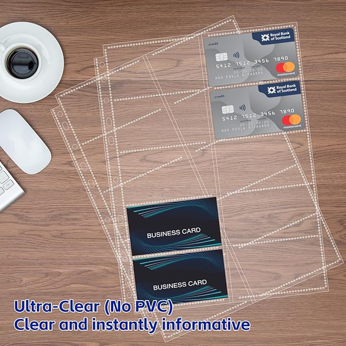 BYSTER A4 Business Card Book, PU Leather Organizer with 30 Pack Sleeves (600 Pockets), Business Card Binder for Credit Cards, Membership Cards, and More - Blue