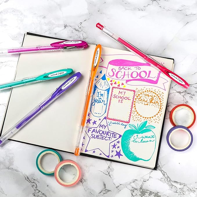 Uni-ball Signo Angelic UM-120AC Gel Ink Pen 0.7 mm, White Ink, 3 Pens per Pack