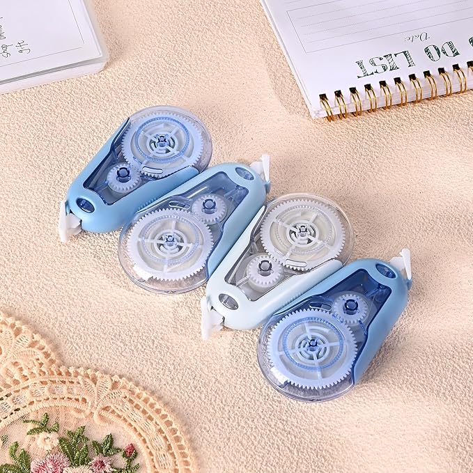 Temiary 5Pcs White Correction Tapes, Cute White Pull Out Tape for Instant Correction, Aesthetic Correction Tape for Writing, Easy to Use Applicator for School Students Office Supplies (Blue)