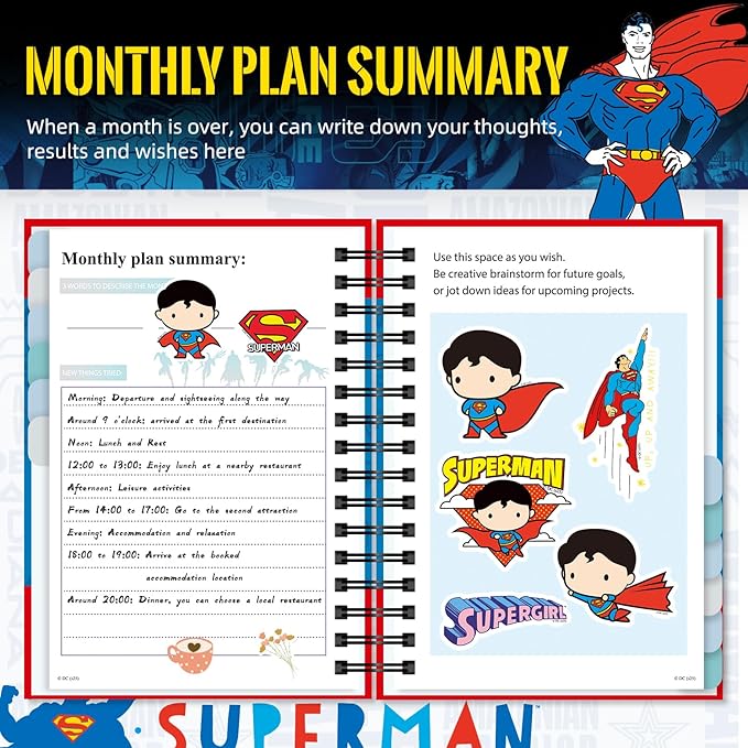 Superman Notebook Planner 2026, Hardcover Weekly/Monthly Planner with Notes Pages, Spiral Calendar Organizer Journal for Teacher Student Hero Fans (Plan B)