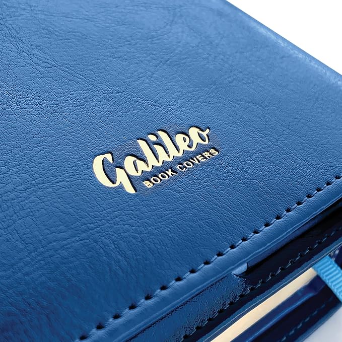 GALILEO® Large Print Double AA Big Book Cover & 12 Steps & 12 Traditions | PU Leather | AA Book Covers for Hardcover | AA Gift | Alcoholics Anonymous | Serenity Prayer (Large Print/Navy Blue)