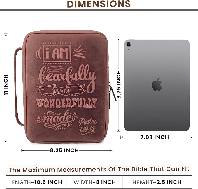 LEATHER VILLAGE Handmade Vintage Genuine Leather Embossed Bible Cover for Men & Women - Large Protective Bible Case & Organizer for Church, Travel & Study Christian Religious Antique Bookmark-Fuchsia