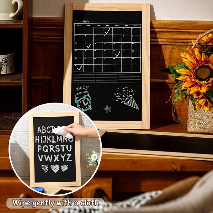 Harloon 6 Pcs 14" x 9.5" Framed Chalkboard Bulk Double Sided Wood Tabletop Small Chalkboard Signs Mini Blackboard Classroom School Supplies for Party Home Office Art Craft Birthday Wall Menu Food