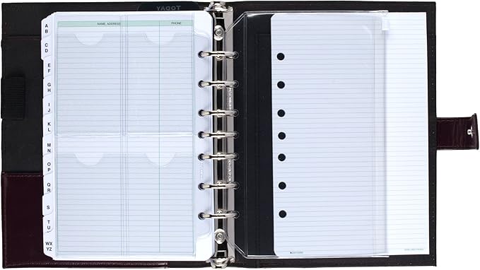 Day-Timer Framed Slim Leather Starter Set, Undated, 7 Ring, Desk Size, 5.5 x 8.5 Inches, Black or Burgundy - Color May Vary (45090)