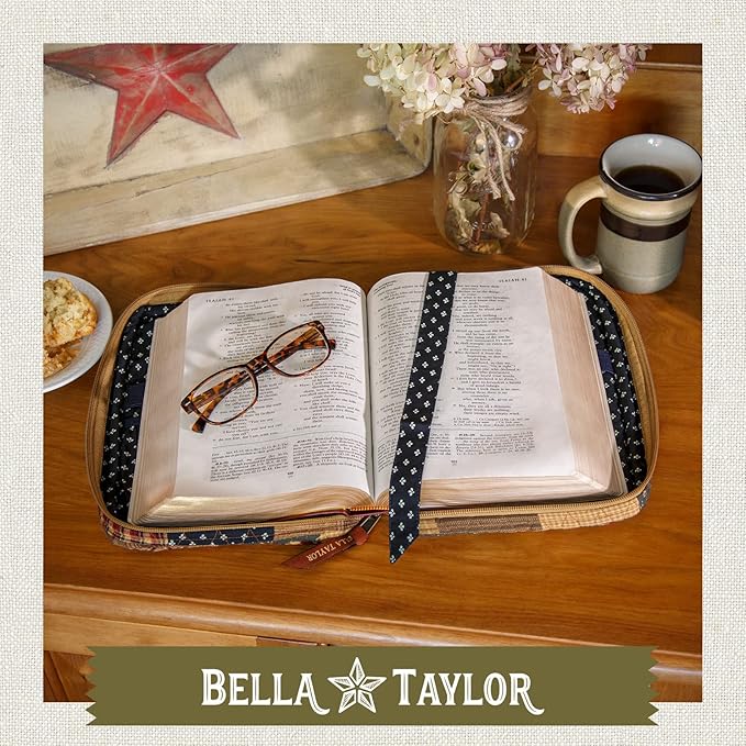 Bella Taylor Quilted Bible Cover for Women - Large Study Bible Case - Primitive Patch