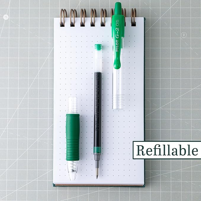 PILOT G2 Premium Refillable & Retractable Rolling Ball Gel Pens, 0.5mm Extra Fine Point, Green Ink, 6 Pack