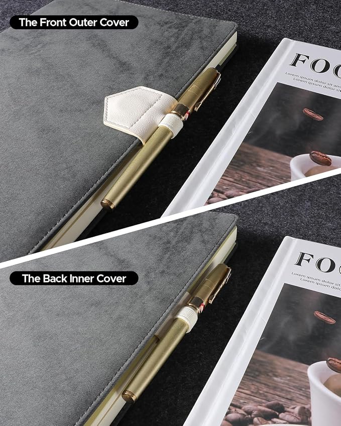 Magnetic Leather Bookmarks with Pen Holder Vegan Leather Book Marks Gifts for Reading Book Lovers Notebook Travelers (White-2PC)