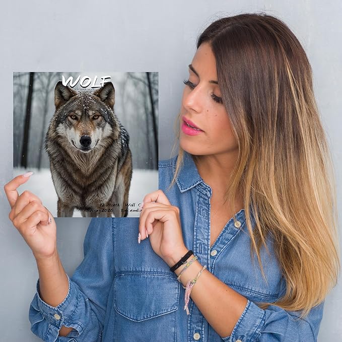 2026 Wall Calendar,Wolf Calendar 2026,Wolf Monthly Wall Calendar, 12" x 24" Open,Family Planner Calendar, Home & Office Organizer,Hangable
