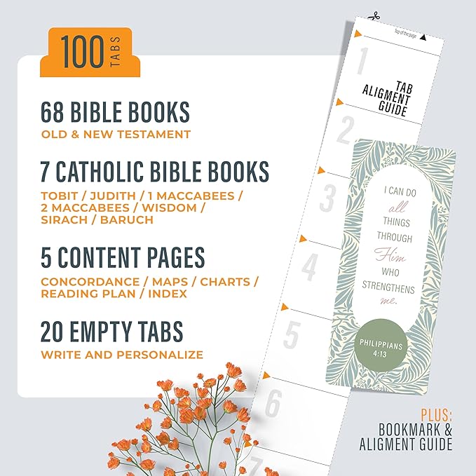 OFFILICIOUS 100 Bible Book Tabs, Soft-Touch, Laminated Bible Tabs for Bible, Protestant & Catholic Bible Tabs Large Print, Blue & Pink Bible Tabs for Women, Bible Accessories