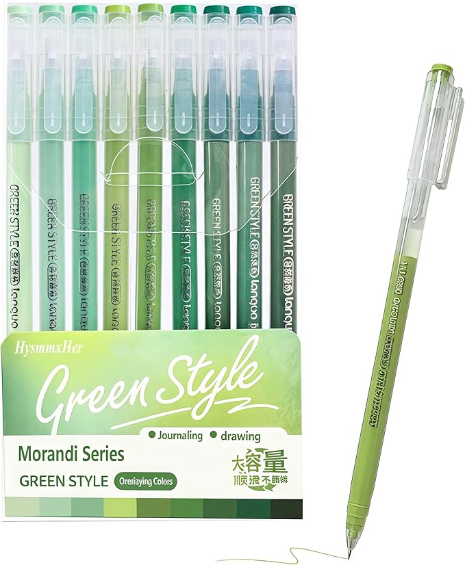 9 Colored Gel Pens Set, 0.6mm Fine Point for Black Paper & White Paper, Pens for Journaling, Adult Coloring Books, Bible, Drawing, Note Taking, Art & Journaling Supplies (Natural Forest Colors)