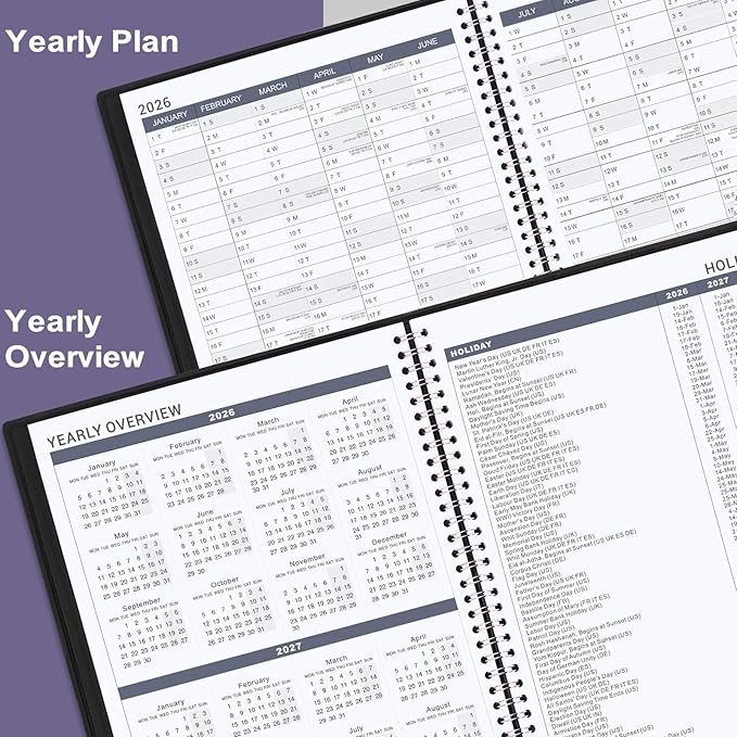 Appointment Book 2026 - Daily Planner, Large Planner Weekly Monthly Appointment Book 2026, 8.5" x 11", Jan 2026- Dec 2026 Planner with 15-Minute Interval - Black