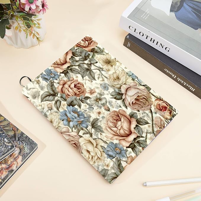 CRASPIRE Flower Stretchable Book Cover Jumbo Fabric Rose Vintage Reusable Washable Large Nylon Book Protector Elastic Notebook Wraps Suitable for Paperbacks Textbook Booknish Hardcover Book Lovers