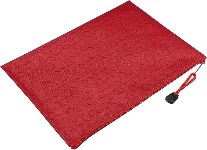 PATIKIL Waterproof Zipper File Bags, 10 Pack A5 Size Document Pocket Storage Organizer Pouch for Travel Office Supply, Red