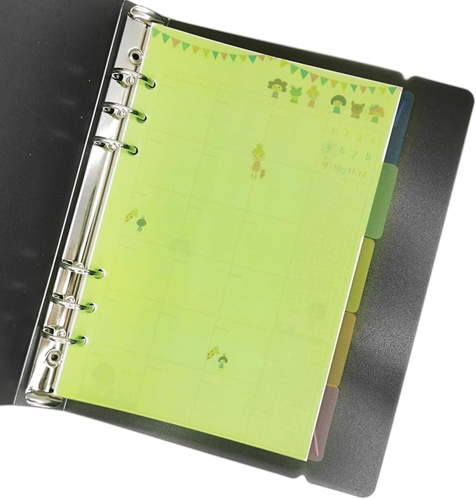 Index Tabs for A5/A6 6-Holes Cover Round Ring View Binder File Folder Loose Leaf Sheet Protectors Binder Cover Protector (Divider Horizontal Color PP Plate, A5/21cm*15cm/8.5 Inch)