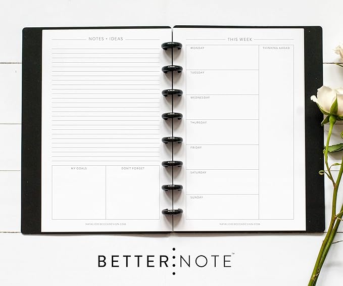 BetterNote This Week Refill Pages for Discbound Notebooks, Fits Happy Planner, Levenger Circa, Staples Arc, TUL, Talia (Classic- 6 months, 8-Disc, 5.5"x8.5")