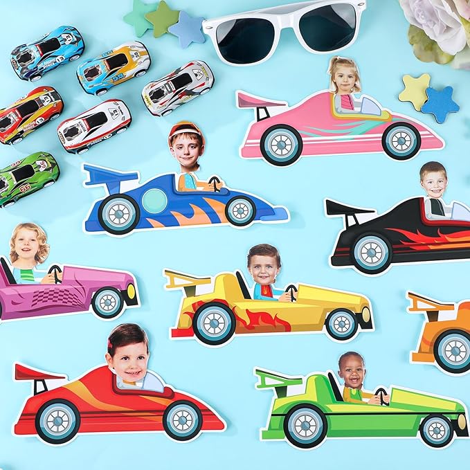 160Pcs Racing Car Cutouts Race Car Bulletin Board Decorations Auto Paper Cut-Outs Classroom Decor for Boy Girl DIY Craft Photo Wall Kindergarten Preschool Back to School Party Favor Supplies