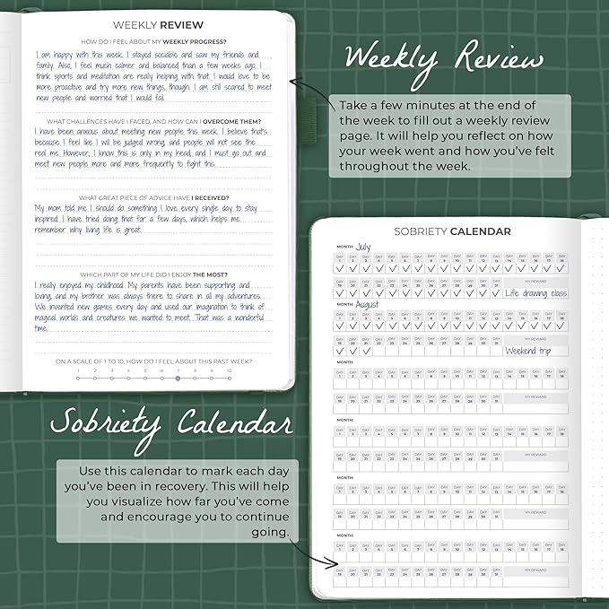 Clever Fox Addiction Recovery Journal – Addiction Treatment Planner & Workbook – Daily Sobriety Journal for Recovery Progress, A5 (Dark Green)